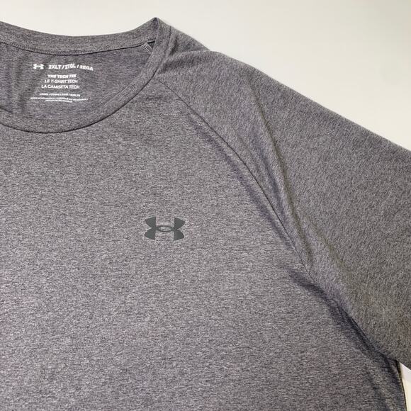 Under Armour Shirt Men 2XLT Tall Graphite Tech Tee Loose Raglan Sleeve Dropcut - Picture 3 of 10